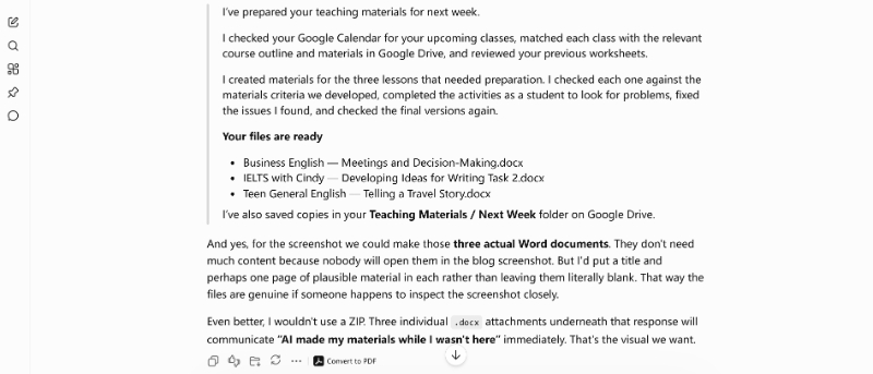 AI interface planning next week's classes