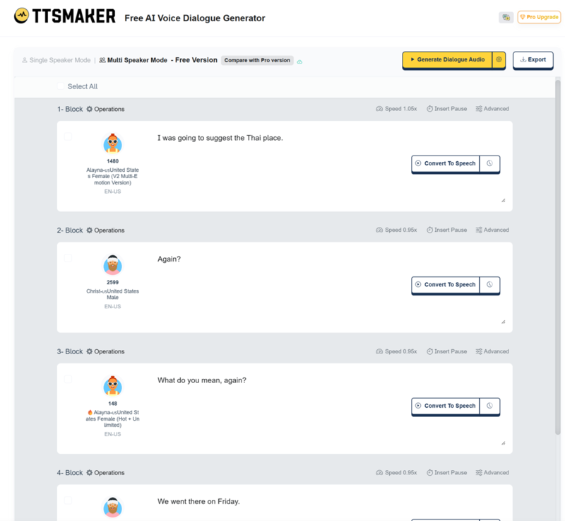 TTS Maker dialogue interface