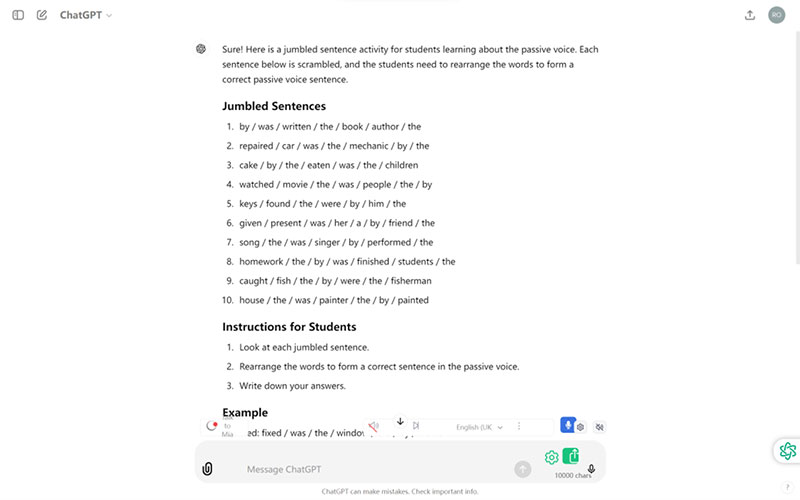 rearranged jumbled sentences for passive voice practice esl esol tefl tesol activity