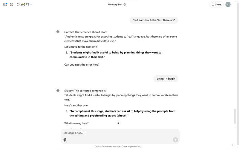 ChatGPT helping me to fix my mistakes