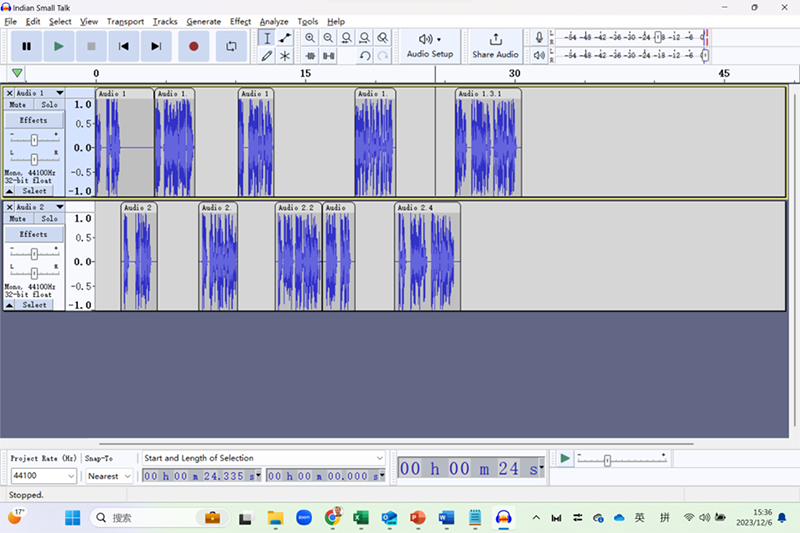 Finished dialogue in Audacity