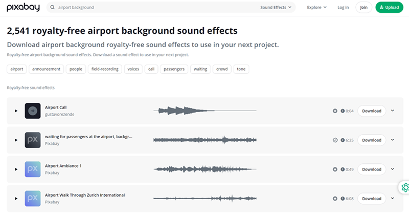 Free sound effects from Pixabay