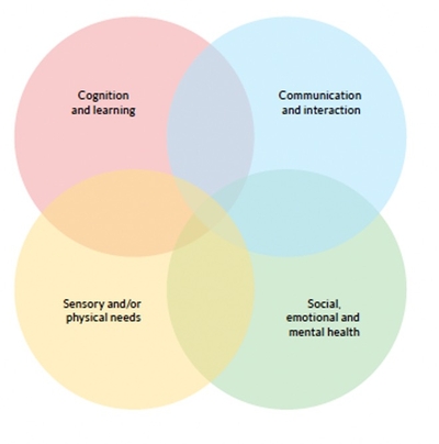 The four broad areas of SEN - venn diagram
